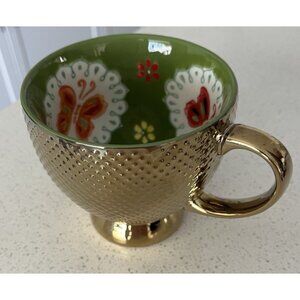 Royal Jumbo Gold Hob Nail Hand Painted Mug Butterflies Coffee Cup Soup Bowl